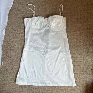Satin mini white corset dress